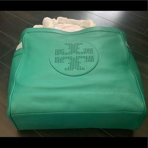 NWT Tory Burch Green leather tote